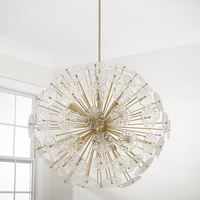 Lustre moderne de luxe, grand luminaire suspendu au plafond, cadre en laiton avec pétales en verre, pour salon, décoration de la maison