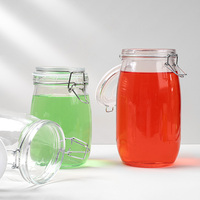 Accueil commercial de gros 350ml 450ml 750ml ml bocaux hermétiques en verre alimentaire avec couvercles supérieurs pivotants