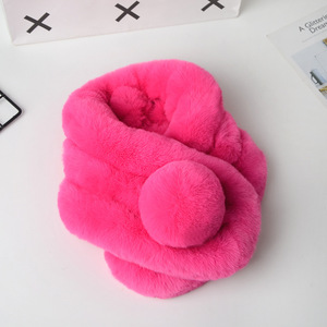 ผ้าพันคอขนสัตว์เทียมสำหรับผู้หญิงผ้าพันคอสำหรับฤดูหนาวพร้อมผ้าพันคอขนกระต่ายและลูก - Product Image 1