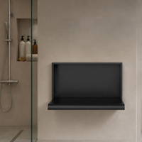 Siège de douche pliable NEODRAIN Original antidérapant, durable, en résine d'urée, base en aluminium, noir, capacité 440 LBS et gain de place