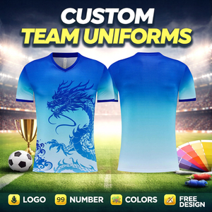 Maillot de football respirant à séchage rapide, imprimé dragon, manches courtes, col en V, vêtements de sport pour entraînement d'équipe - Product Image 3