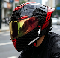 Casque de moto en fibre de carbone de haute qualité OEM/ODM, certifié DOT, à visière relevable, double visière, pour la sécurité en moto
