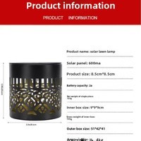 Lampe murale extérieure solaire à LED transfrontalière, motif Mandala en fer forgé, étanche, pour éclairage paysager de cour et de pelouse