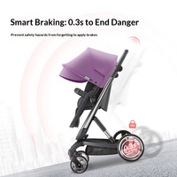 Poussette Bébé Aibeli Future 5S Smart Brake High Landscape avec Pneus en PU, Cadre Pliable en Alliage d'Aluminium I-S035A-1 pour Voyage de Nouveau-né
