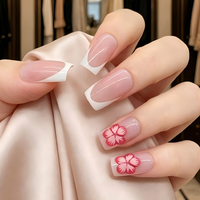 Faux ongles en ABS à presser, forme amande, style French Manucure, pré-dessinés, réutilisables, application facile, pour la décoration des ongles.