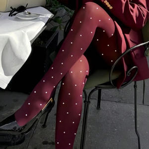 थोक लक्जरी बर्गंडी लाल लड़की के फैशन स्टॉकिंग प्लस आकार लेगिंग के साथ आकार लेगिंग - Product Image 3