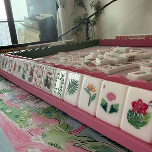 Juego de Mahjong Americano con Diseño de Selva Tropical, 166 Piezas, Fichas de Acrílico, Patrón de Tigre Rosa, Elefante, Océano y Selva Tropical, Juego de Regalo de Lujo - Product Image 3