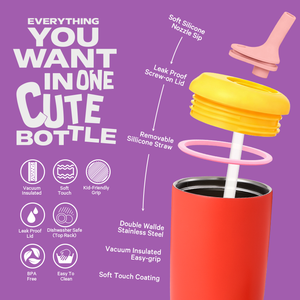 Vaso Infantil de Acero Inoxidable Everich ODM, Libre de BPA, con Estampado de Canguro y Koala, Tapa con Pajita Antiderrames para Viajes y Guardería - Product Image 2