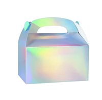 Boîtes à gâteaux recyclables pliables à emporter, emballages cadeaux brillants avec poignée, vente en gros, boîtes personnalisées en papier pour desserts et macarons, découpe laser