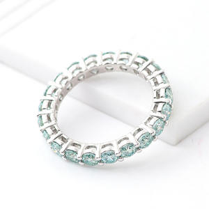 Anello di fidanzamento per matrimonio con anello di fidanzamento in argento 925 sterl <span class=keywords><strong>moissanite</strong></span> tondo verde acqua - Product Image 3