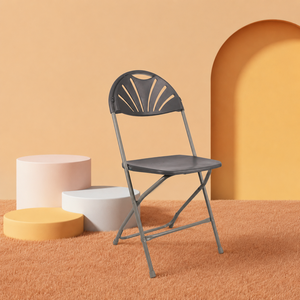Gray PP+Metal Folding <b>Chair</b> Fan Back Design Modern Lightweight Portable Outdoor Villa Park <b>Dining</b> School Events Parties Daily - Product Image 1