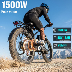 Bicicleta Eléctrica <span class=keywords><strong>para</strong></span> Adultos, 26 Pulgadas, Neumáticos Anchos, Bicicleta Eléctrica Urbana, Batería Extraíble de 48V 18Ah, Motor de 750W, 28MPH, Portaequipajes Trasero, Guardabarros - Product Image 3