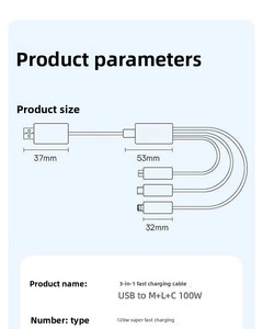 สายชาร์จโทรศัพท์แบบสายถักชาร์จเร็ว120W แบบทรีอินวันสำหรับขั้วต่อ <span class=keywords><strong>Micro</strong></span> <span class=keywords><strong>USB</strong></span> Type-C USB3.0 1ม. สำหรับอุปกรณ์แอนดรอยด์ - Product Image 6