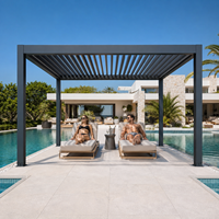 Gazebo motorisé en aluminium avec toit à lames orientables imperméable et commande intelligente pour terrasse de piscine, jardin et vie en plein air