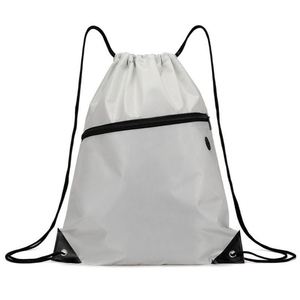Promotional Custom Logo Draw String 210D Polyester Sport Backpack <b>Drawstring</b> Gym <b>Bag</b> With Zipper Pocket - Product Image 5