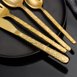 Chất lượng cao Vàng tấm dao kéo thép không gỉ bạc Set 24Piece vàng hộp gỗ - Product Image 4