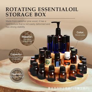 Wooden Essential Oil Organizer Desktop Storage Rack For Lipstick And Decanter Bottles <b>Pine</b> Wood Natural Color - Product Image 3