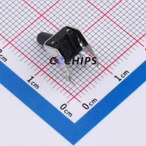 TS66105ZJ 022 Tactile Switch Bent Lead Through Hole-4P,7.3x6.1mm Single Pole Single Throw Round Button 2.5N Right Angle Insert - Product Image 2