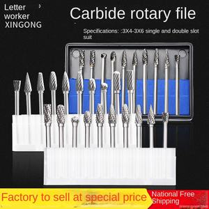 Xingong alat daya mata Gerinda baja Tungsten, mata Gerinda baja Tungsten, mata kikir putar karbida poles, batang 3mm, berlian alur tunggal/ganda untuk plastik - Product Image 5