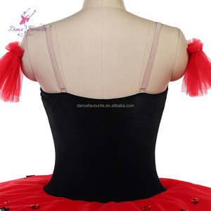 Tutú de Ballet Preprofesional Negro/Rojo, Tutú de Tul Rígido <span class=keywords><strong>para</strong></span> Ensayos, Tutú Tipo Pancake <span class=keywords><strong>para</strong></span> <span class=keywords><strong>Niñas</strong></span> BLL029 - Product Image 6