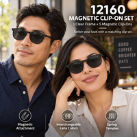 Lunettes de soleil magnétiques 5-en-1 pour hommes et femmes, polarisées, vision nocturne, verres colorés, montures rondes et carrées, avec étui