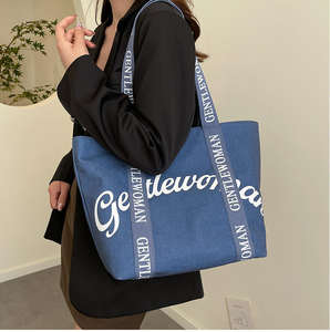 Sac à provisions personnalisé avec sac en toile de coton imprimé logo lettre et poignée - Product Image 4