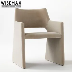 WISEMAX – meubles de maison Offre Spéciale, design créatif nordique, coussin rectangulaire, cadre en bois, chaise de salle à manger en tissu avec bras