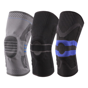 Knee <b>Pad</b> With <b>Silicone</b> Spring Support Thickened Shock Absorption For Fitness Sports Unisex Black Blue Black - Product Image 2