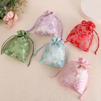 Pochette élégante en satin à motif floral, vide, avec cordon de serrage, douce, écologique, vintage, pour parfums et bijoux, vente en gros