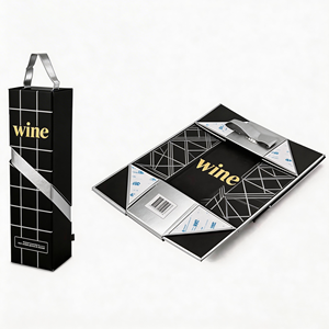 Caja de Cartón Corrugado Portátil para Envíos, Impresión Offset, Personalizada, con Asa, para Vino - Product Image 2