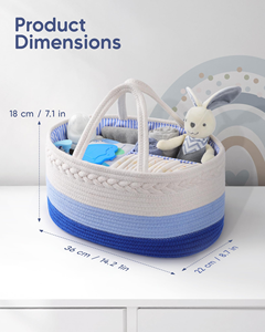 Cesta <span class=keywords><strong>de</strong></span> almacenamiento <span class=keywords><strong>de</strong></span> cuerda <span class=keywords><strong>de</strong></span> algodón azul blanco a precio <span class=keywords><strong>de</strong></span> fábrica para Baby Shower mamá bolsa <span class=keywords><strong>de</strong></span> pañales <span class=keywords><strong>de</strong></span> <span class=keywords><strong>maternidad</strong></span> para Picnic <span class=keywords><strong>de</strong></span> viaje - Product Image 3