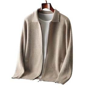 Fornitura ODM all'Ingrosso <span class=keywords><strong>Cardigan</strong></span> <span class=keywords><strong>Classico</strong></span> da Uomo in Cashmere con Colletto Risvoltato, Maglia a Tinta Unita per la Primavera - Product Image 1