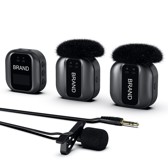 Buy New OEM Custom Logo 3.5mm Jack Vlogging FM Omnidirectional Wireless Dual Channel Lapel Lav Microphones for DSLR Smartphone