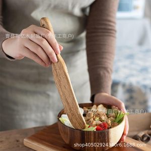 Espátula mezcladora de madera, 2 uds., mango apto para alimentos, para pasta, ensalada, postres, utensilios de cocina - Product Image 3