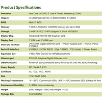 Mini PC Industrial con Wifi, I3 4005U 5005U I5 4200U 5200U I7 4500U 5500U 7300U, 4ª y 5ª Generación, 2 Puertos LAN, Sin Ventilador, Rs232 Com, Soft Router