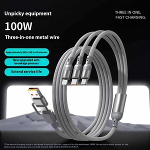<span class=keywords><strong>C</strong></span>âble chargeur de téléphone tressé en nylon <span class=keywords><strong>2</strong></span> en 3 100W Usbc Usb Type <span class=keywords><strong>c</strong></span> Type-<span class=keywords><strong>c</strong></span> à Pd - Product Image 2