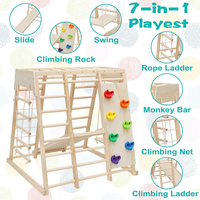 Ensemble de terrain de jeu intérieur 7 en 1 Pickler, structure de jeu en bois Montessori avec toboggan, mur d'escalade pour enfants