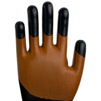 Gants en nitrile orange à paume lisse, doublure polyester noire, respirants et flexibles pour l'assemblage