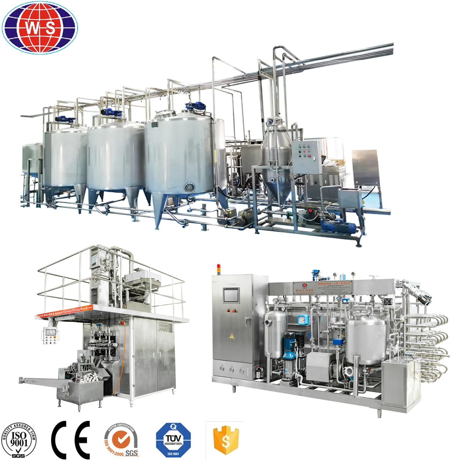 Máquina de producción de leche Uht Planta de procesamiento de leche Líneas de producción de lácteos