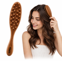 Peine Masajeador de Cuero Cabelludo de Madera con Logotipo Personalizado, 22 Púas de Bambú, Cepillo Gua Sha de Sándalo para Meridianos, Cuidado de Cabeza y Cuerpo, Spa, Venta al por Mayor, OEM, B2B