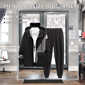 Men Plus Size Hooded Breathable Eco-Friendly Lightweight Gym Sport Wear Two Piece Sets Custom Logo Jogger Casual Winter 2026 - Product Image 2