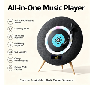 Tourne-disque vinyle rond UFO, son HiFi, double usage mural et de bureau, rechargeable 4000mAh, BT 5.3 bidirectionnel, pour la maison, directement de l'usine - Product Image 6