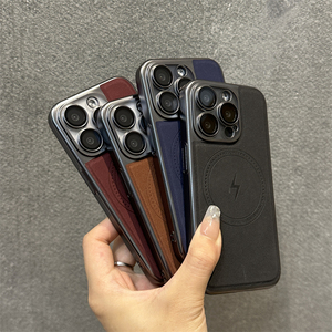 <span class=keywords><strong>Cover</strong></span> Magnetica per Ricarica Wireless Henxin per <span class=keywords><strong>iPhone</strong></span> 16 Pro, Design Business, Rivestimento in <span class=keywords><strong>Pelle</strong></span> Artificiale Elettroplaccata - Product Image 5