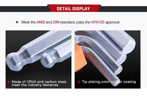 Juego de llaves Allen hexagonales de acero inoxidable de grado industrial con cabeza esférica Torx Star de 2/3/6 mm, doble extremo, 1 1/2 pulgadas, marca Disen - Product Image 5