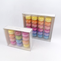 Boîte cadeau en plastique pour macarons français, personnalisée, 12 ou 24 paquets, avec inserts, pour pâtisserie, desserts, biscuits, conteneur transparent en PET