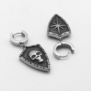 Pendientes colgantes con forma de calavera y escudo de Yunnique, diseño geométrico de acero de titanio, joyería de moda estilo punk - Product Image 3