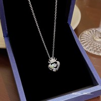 DAIHE Grandes Ventes Collier en Acier Titane Inaltérable avec Perles et Diamants pour Femme
