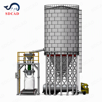 Installation de silos de stockage de poudre minérale chimique pour l'exploitation minière avec déchargeur pneumatique de camions, alimentateur à vis et système d'emballage en Big Bag