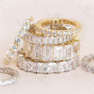 <span class=keywords><strong>Anello</strong></span> da donna con cinturino <span class=keywords><strong>sottile</strong></span> in <span class=keywords><strong>argento</strong></span> sterling 18 carati vermeil baguette con diamante in <span class=keywords><strong>argento</strong></span> sterling 925 - Product Image 3