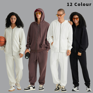 Sudadera con capucha de algodón 100% de color liso para hombre, 330 g/m², con cremallera, hombros caídos, estilo oversize, tela personalizada - Product Image 5